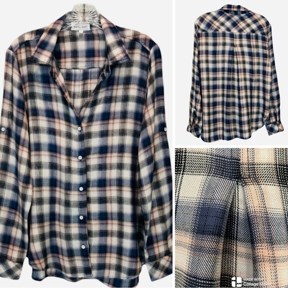 Revolve Bella Dahl flannel button up top - Picture 1 of 6